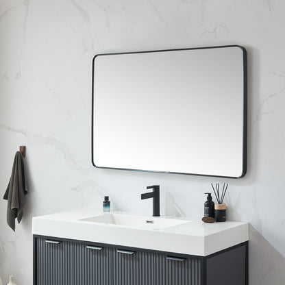 Vinnova, Mutriku 48 in. W x 32 in. H Rectangle Metal Wall Mirror in Brushed Black