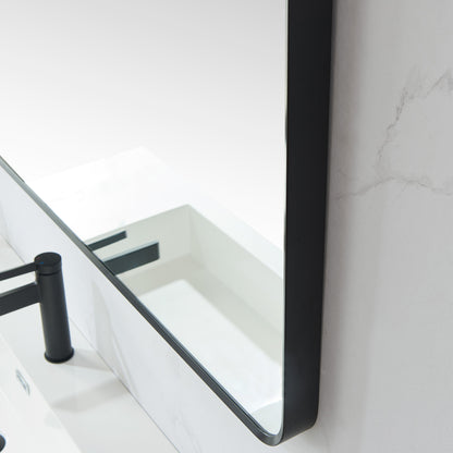 Vinnova, Mutriku 48 in. W x 32 in. H Rectangle Metal Wall Mirror in Brushed Black
