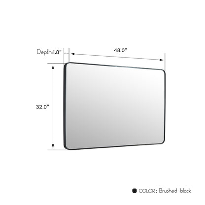 Vinnova, Mutriku 48 in. W x 32 in. H Rectangle Metal Wall Mirror in Brushed Black