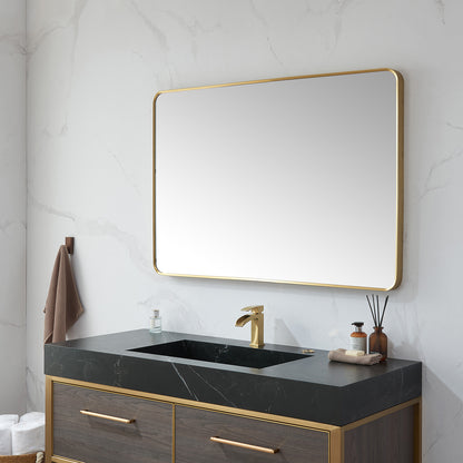 Vinnova, Mutriku 48 in. W x 32 in. H Rectangle Metal Wall Mirror in Brushed Gold