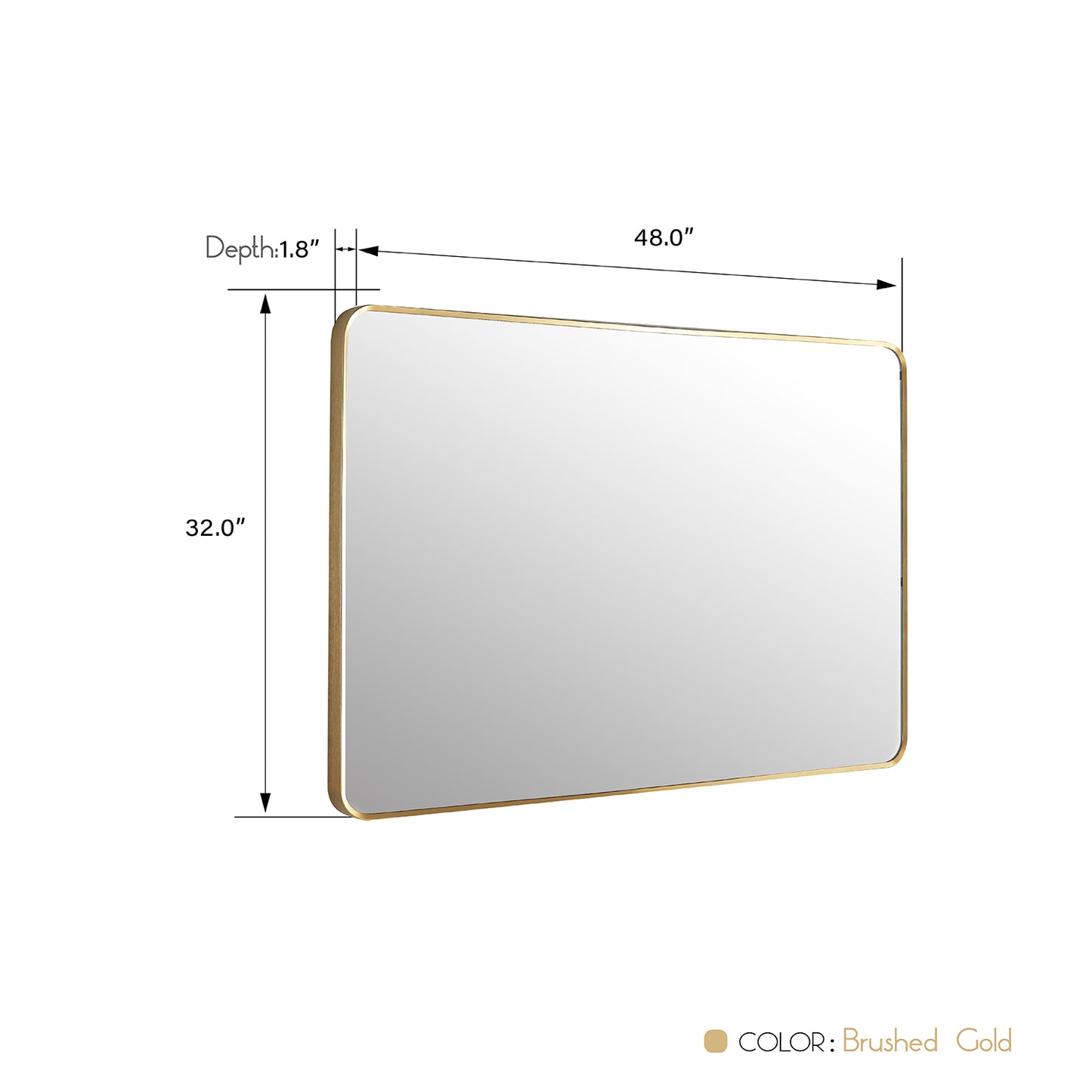 Vinnova, Mutriku 48 in. W x 32 in. H Rectangle Metal Wall Mirror in Brushed Gold