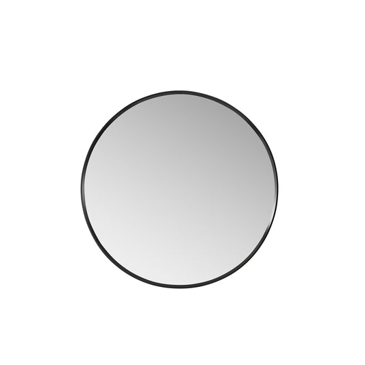 Vinnova, Cascante 28 in. W x 28 in. H Round Metal Wall Mirror in Brushed Black