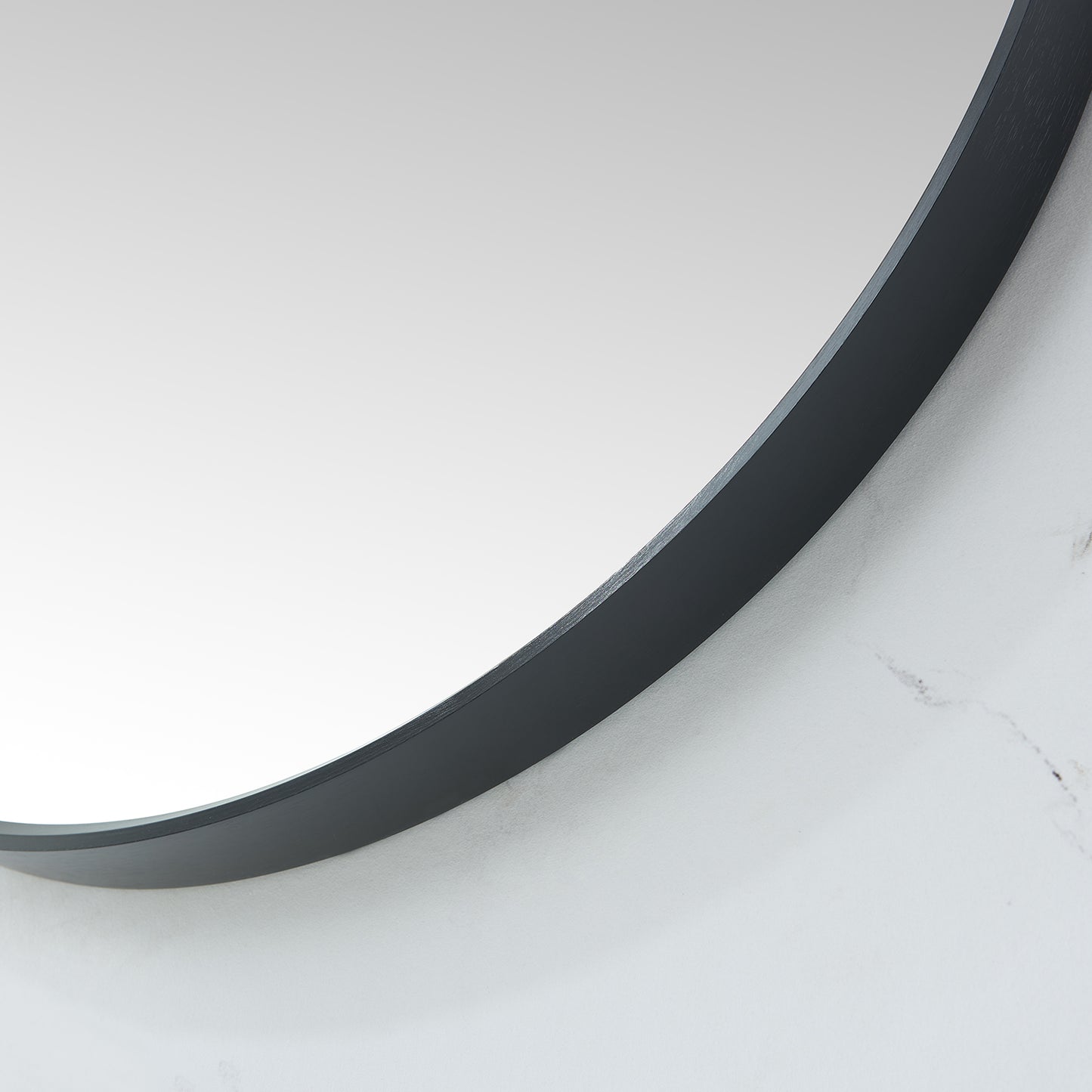 Vinnova, Cascante 28 in. W x 28 in. H Round Metal Wall Mirror in Brushed Black