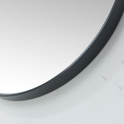 Vinnova, Cascante 28 in. W x 28 in. H Round Metal Wall Mirror in Brushed Black