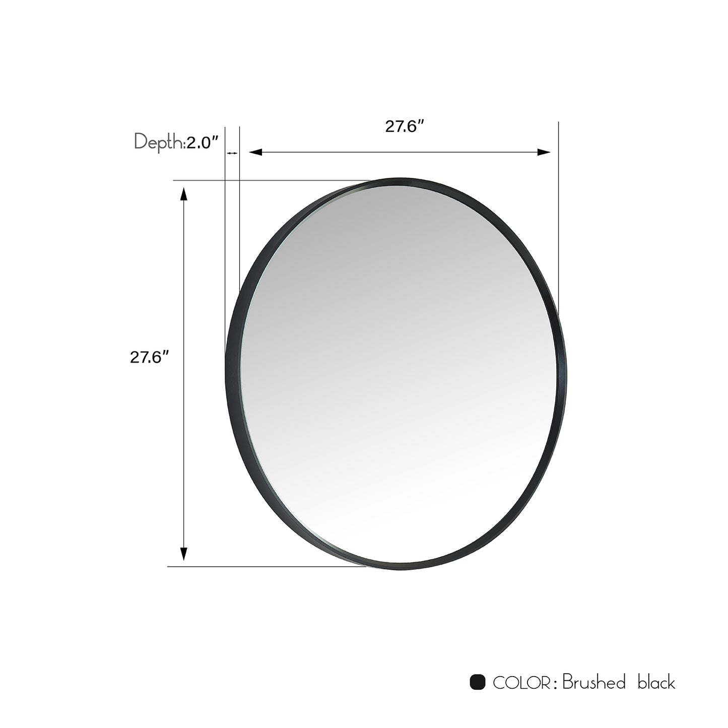 Vinnova, Cascante 28 in. W x 28 in. H Round Metal Wall Mirror in Brushed Black