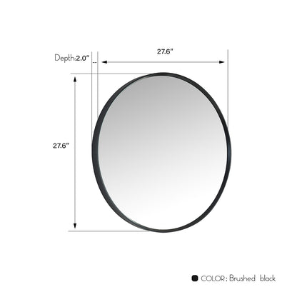Vinnova, Cascante 28 in. W x 28 in. H Round Metal Wall Mirror in Brushed Black