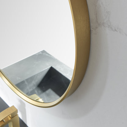 Vinnova, Cascante 28 in. W x 28 in. H Round Metal Wall Mirror in Brushed Gold