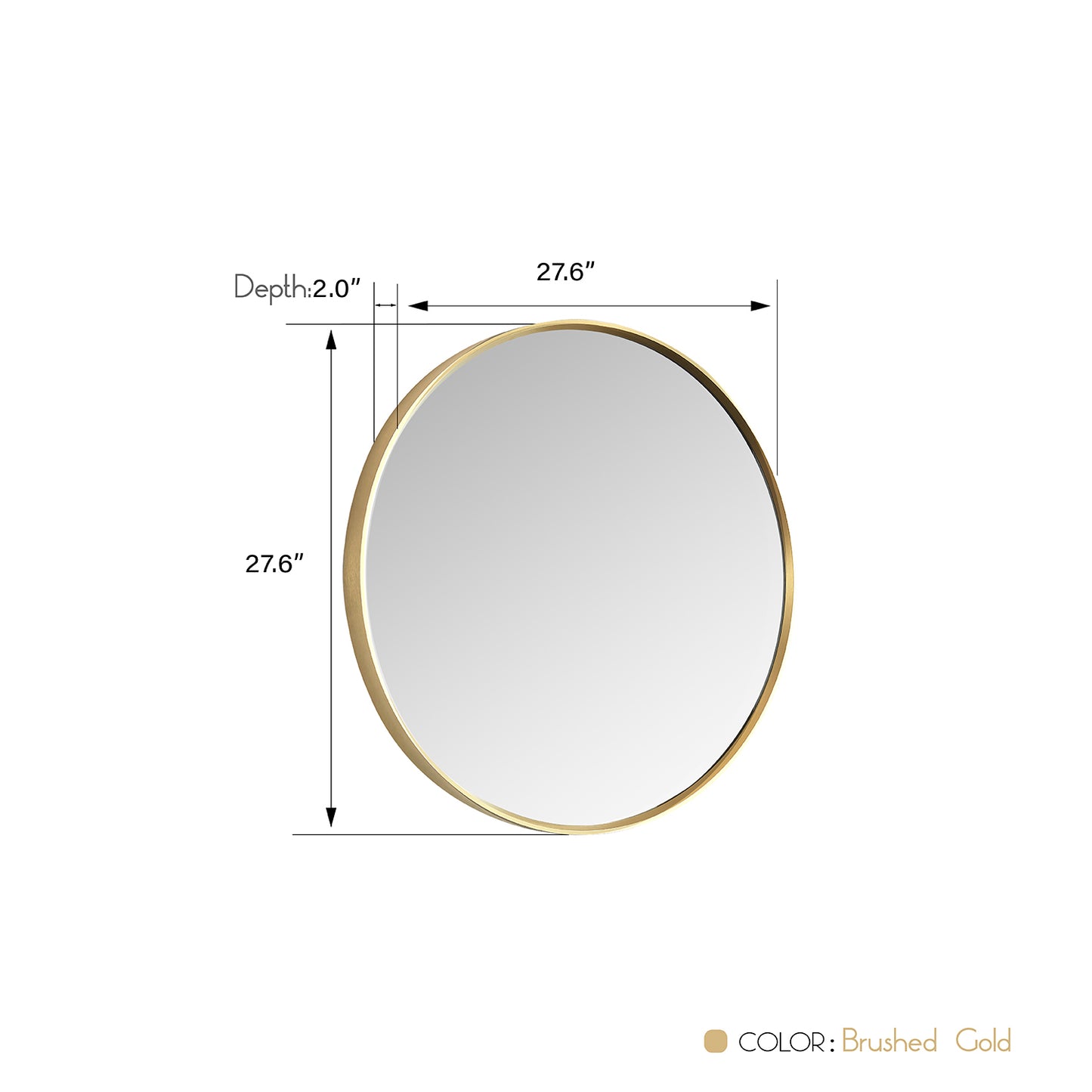 Vinnova, Cascante 28 in. W x 28 in. H Round Metal Wall Mirror in Brushed Gold