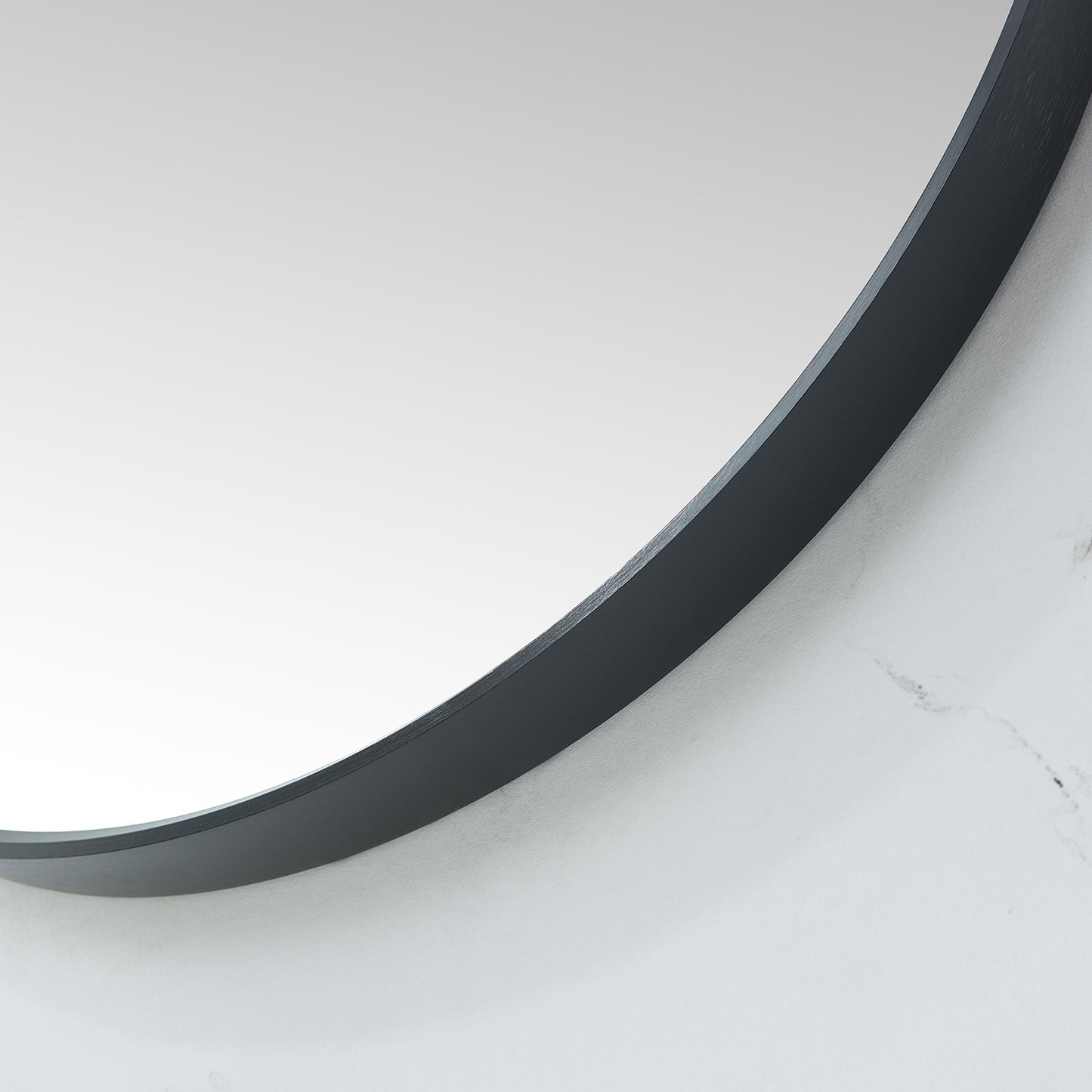 Vinnova, Cascante 32 in. W x 32 in. H Round Metal Wall Mirror in Brushed Black