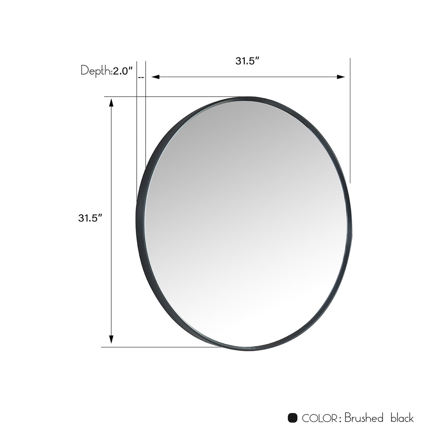 Vinnova, Cascante 32 in. W x 32 in. H Round Metal Wall Mirror in Brushed Black