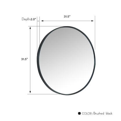 Vinnova, Cascante 32 in. W x 32 in. H Round Metal Wall Mirror in Brushed Black