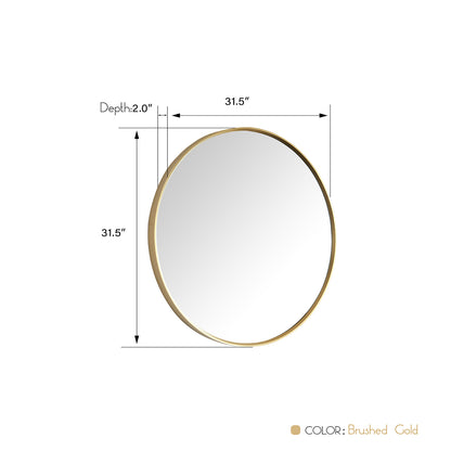 Vinnova, Cascante 32 in. W x 32 in. H Round Metal Wall Mirror in Brushed Gold