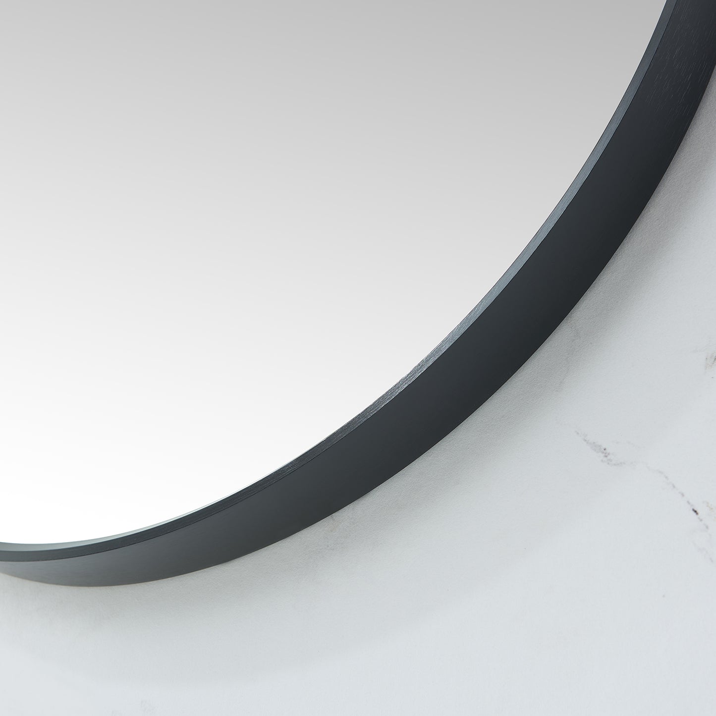 Vinnova, Cascante 35.4 in. W x 35.4 in. H Round Metal Wall Mirror in Brushed Black