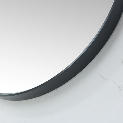 Vinnova, Cascante 35.4 in. W x 35.4 in. H Round Metal Wall Mirror in Brushed Black
