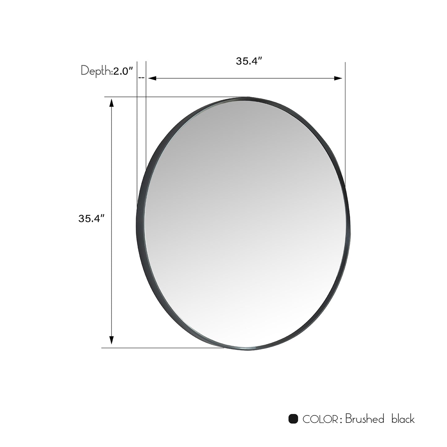 Vinnova, Cascante 35.4 in. W x 35.4 in. H Round Metal Wall Mirror in Brushed Black