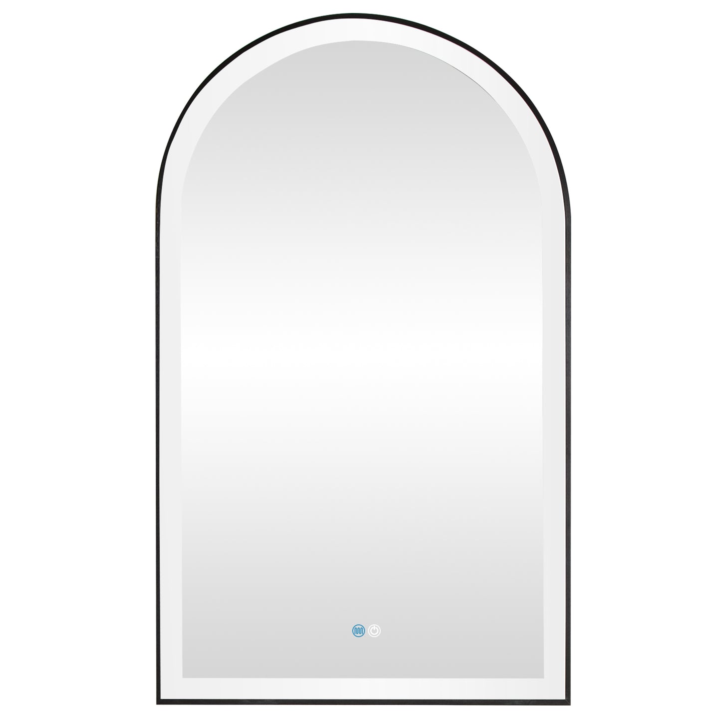 Vinnova, Estartit 24 in. W x 40 in. H Arch Aluminum Framed LED Wall Mount Bathroom Vanity Mirror in Brushed Black
