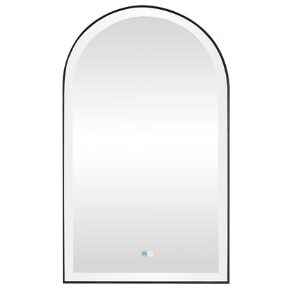 Vinnova, Estartit 24 in. W x 40 in. H Arch Aluminum Framed LED Wall Mount Bathroom Vanity Mirror in Brushed Black