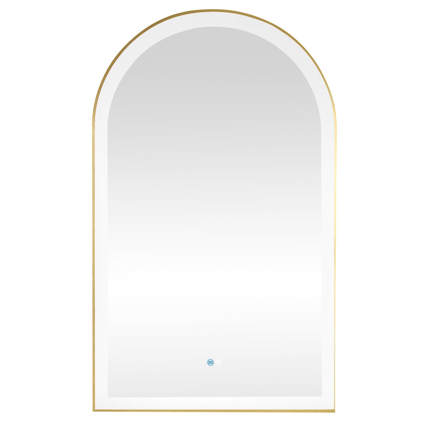 Vinnova, Estartit 24 in. W x 40 in. H Arch Aluminum Framed LED Wall Mount Bathroom Vanity Mirror in Brushed Gold