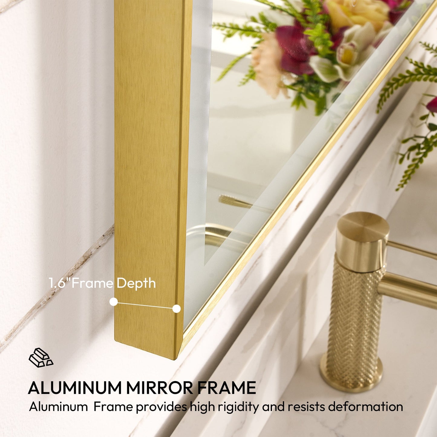Vinnova, Estartit 24 in. W x 40 in. H Arch Aluminum Framed LED Wall Mount Bathroom Vanity Mirror in Brushed Gold