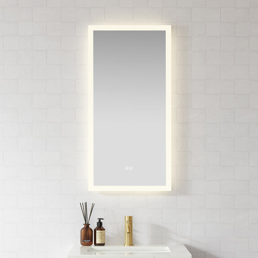 Vinnova, Beijing 18 in. W x 40 in. H Rectangular Acrylic Frameless LED Wall Mount Bathroom Vanity Mirror