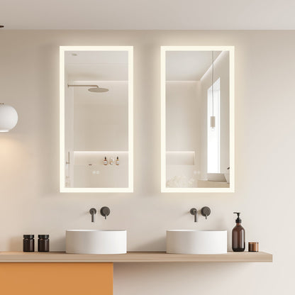 Vinnova, Beijing 18 in. W x 40 in. H Rectangular Acrylic Frameless LED Wall Mount Bathroom Vanity Mirror