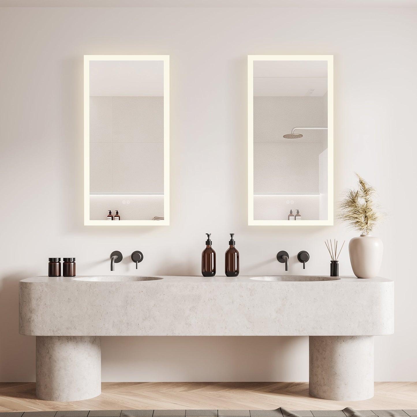 Vinnova, Beijing 18 in. W x 40 in. H Rectangular Acrylic Frameless LED Wall Mount Bathroom Vanity Mirror