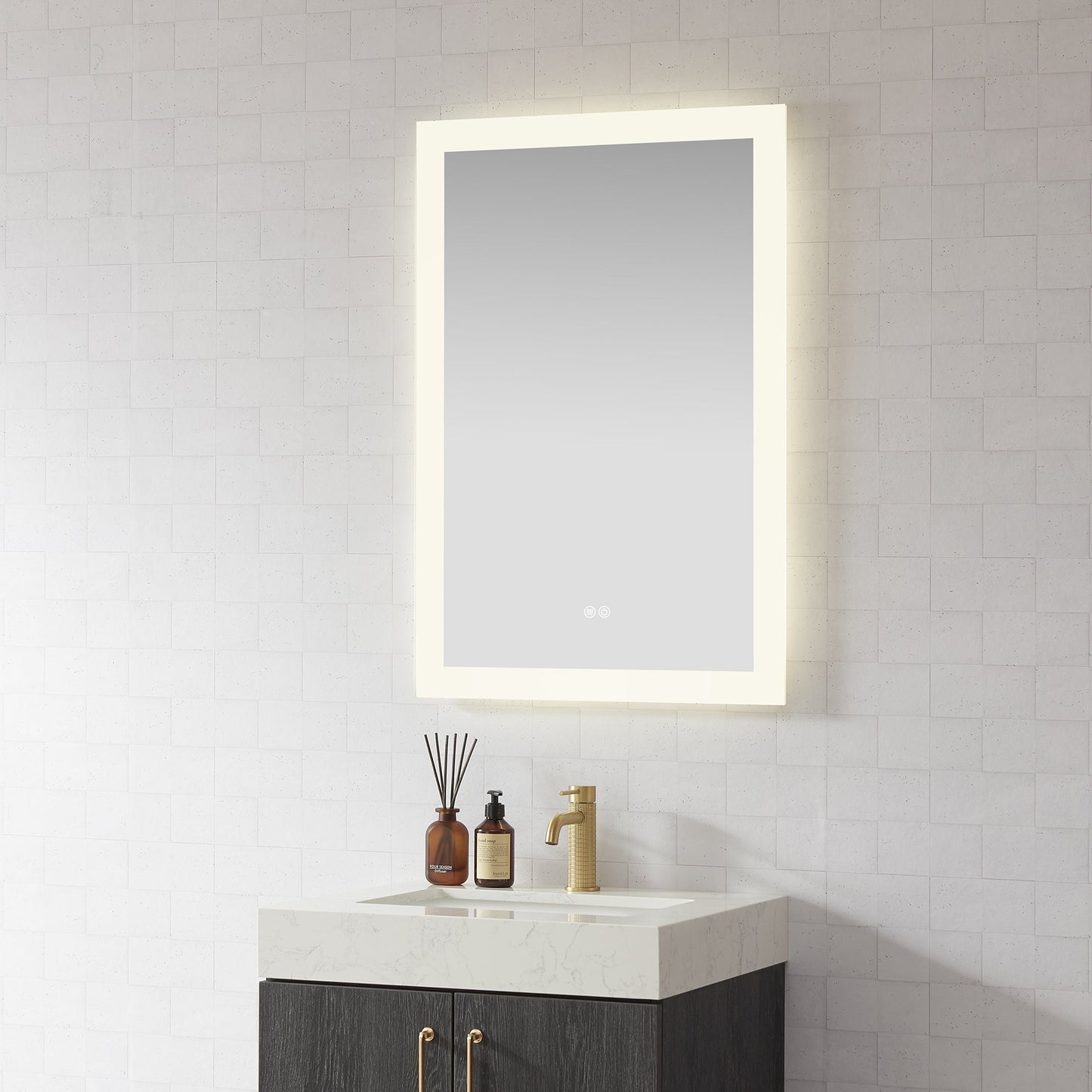Vinnova, Beijing 24 in. W x 40 in. H Rectangular Acrylic Frameless LED Wall Mount Bathroom Vanity Mirror
