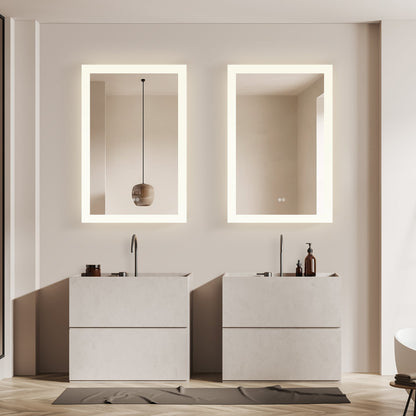 Vinnova, Beijing 24 in. W x 40 in. H Rectangular Acrylic Frameless LED Wall Mount Bathroom Vanity Mirror