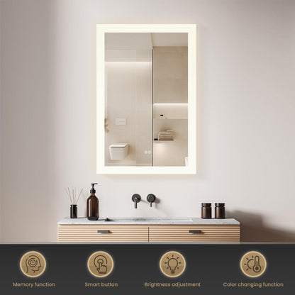 Vinnova, Beijing 24 in. W x 40 in. H Rectangular Acrylic Frameless LED Wall Mount Bathroom Vanity Mirror