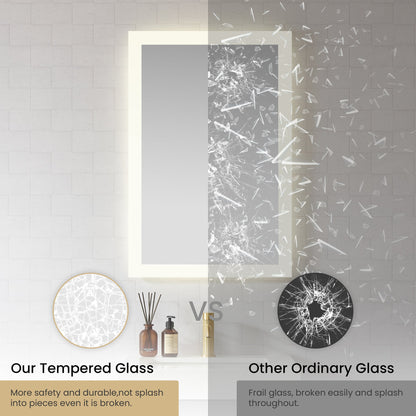 Vinnova, Beijing 24 in. W x 40 in. H Rectangular Acrylic Frameless LED Wall Mount Bathroom Vanity Mirror