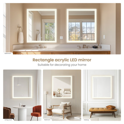 Vinnova, Beijing 32 in. W x 36 in. H Rectangular Acrylic Frameless LED Wall Mount Bathroom Vanity Mirror