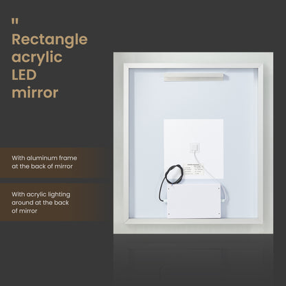 Vinnova, Beijing 32 in. W x 36 in. H Rectangular Acrylic Frameless LED Wall Mount Bathroom Vanity Mirror