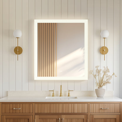 Vinnova, Beijing 32 in. W x 36 in. H Rectangular Acrylic Frameless LED Wall Mount Bathroom Vanity Mirror