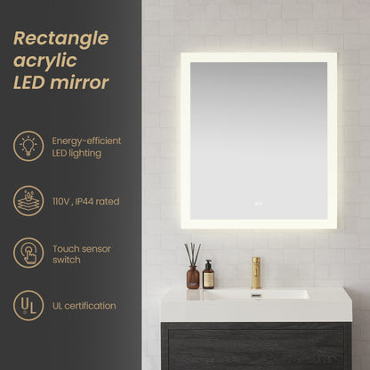 Vinnova, Beijing 32 in. W x 36 in. H Rectangular Acrylic Frameless LED Wall Mount Bathroom Vanity Mirror