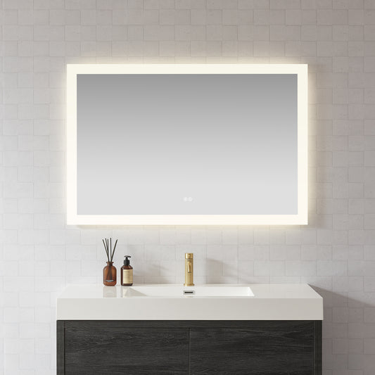 Vinnova, Beijing 48 in. W x 32 in. H Rectangular Acrylic Frameless LED Wall Mount Bathroom Vanity Mirror