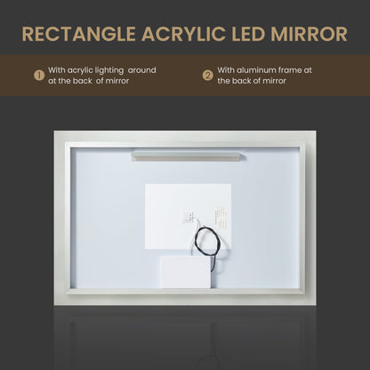Vinnova, Beijing 48 in. W x 32 in. H Rectangular Acrylic Frameless LED Wall Mount Bathroom Vanity Mirror