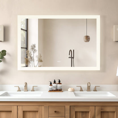 Vinnova, Beijing 48 in. W x 32 in. H Rectangular Acrylic Frameless LED Wall Mount Bathroom Vanity Mirror
