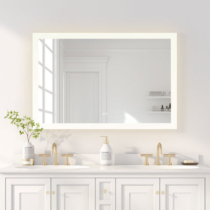 Vinnova, Beijing 48 in. W x 32 in. H Rectangular Acrylic Frameless LED Wall Mount Bathroom Vanity Mirror