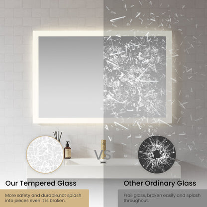 Vinnova, Beijing 48 in. W x 32 in. H Rectangular Acrylic Frameless LED Wall Mount Bathroom Vanity Mirror