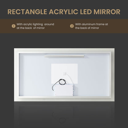 Vinnova, Beijing 60 in. W x 32 in. H Rectangular Acrylic Frameless LED Wall Mount Bathroom Vanity Mirror
