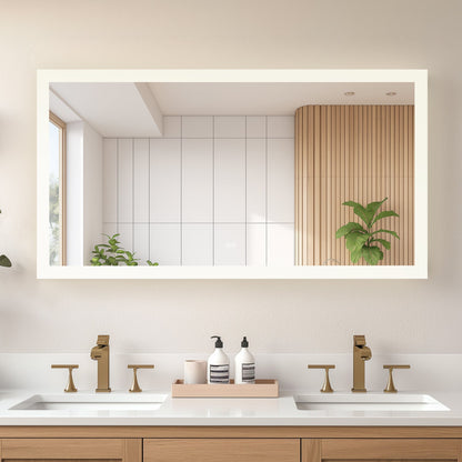 Vinnova, Beijing 60 in. W x 32 in. H Rectangular Acrylic Frameless LED Wall Mount Bathroom Vanity Mirror