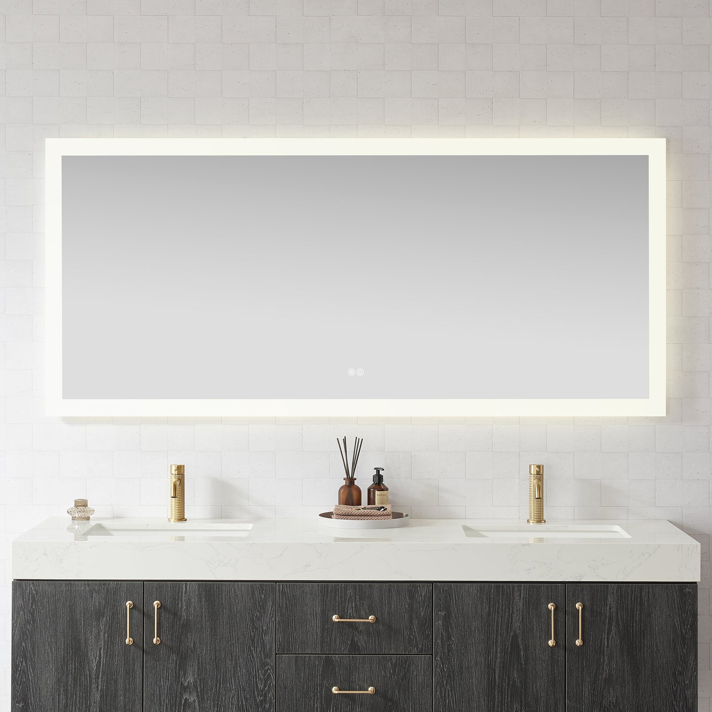 Vinnova, Beijing 72 in. W x 32 in. H Rectangular Aluminum Frameless LED Wall Mount Bathroom Vanity Mirror