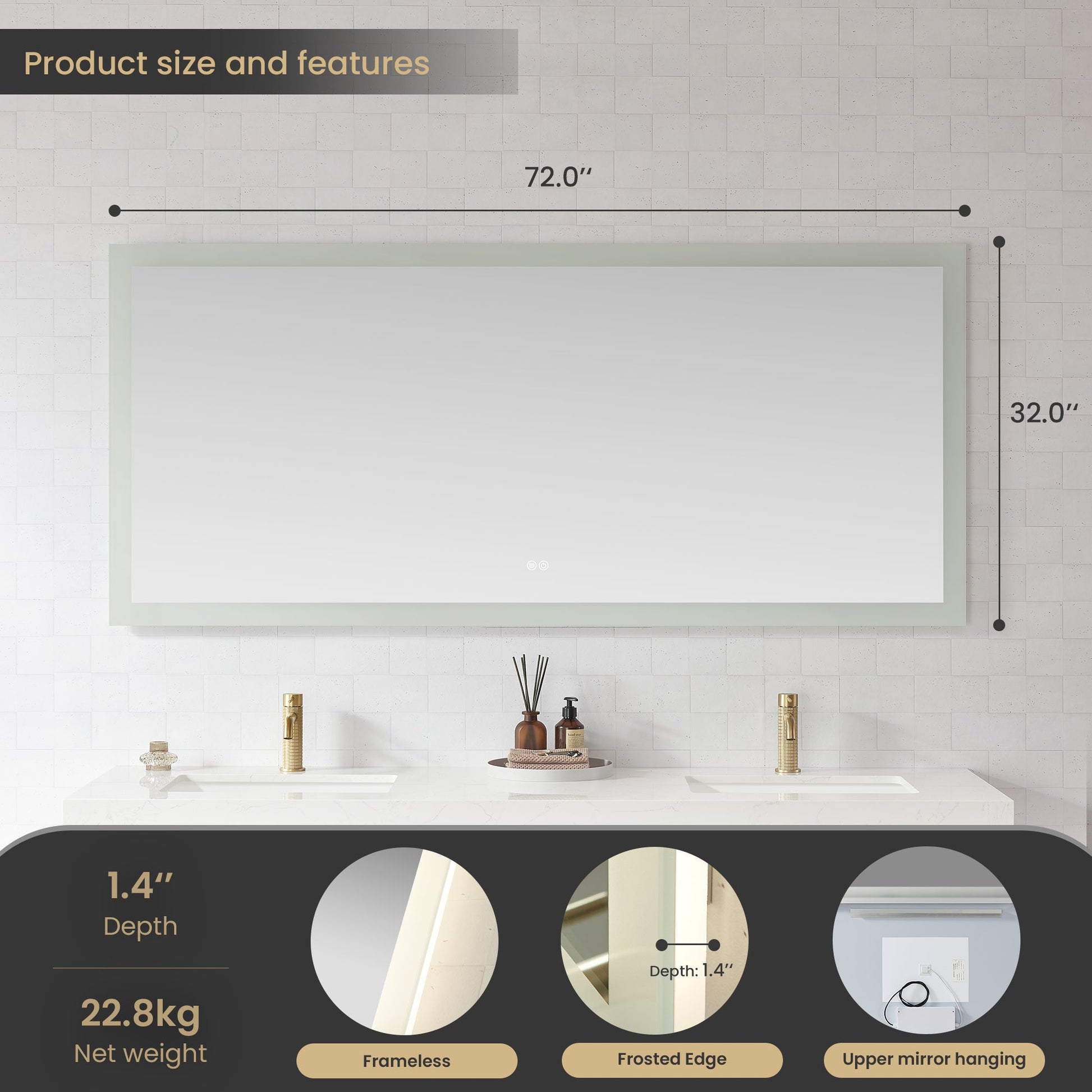Vinnova Beijing 72-inch wall-mount bathroom vanity — view 14