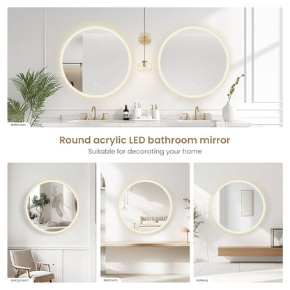 Vinnova, Moscow 32 in. W x 32 in. H circular Aluminum Frameless LED Wall Mount Bathroom Vanity Mirror