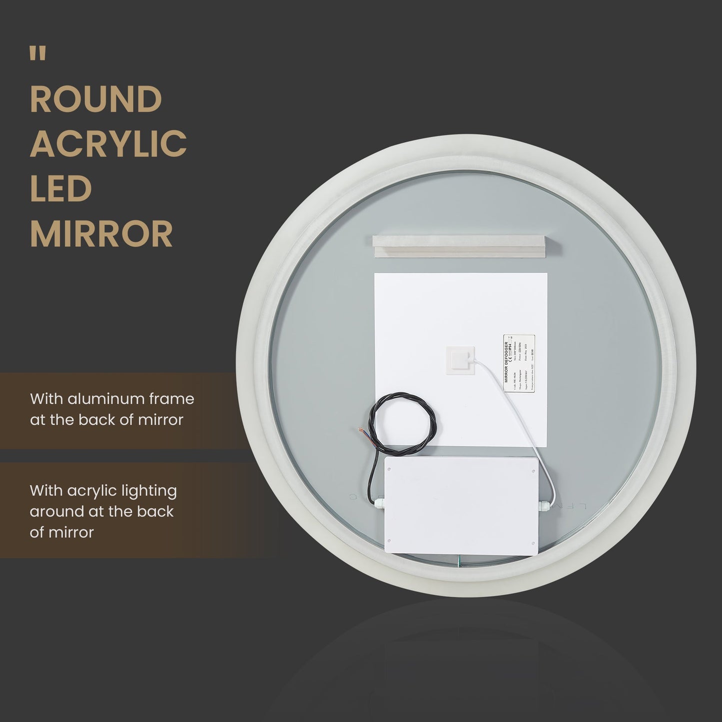 Vinnova, Moscow 32 in. W x 32 in. H circular Aluminum Frameless LED Wall Mount Bathroom Vanity Mirror