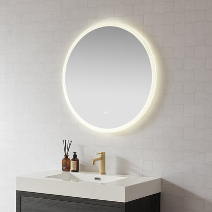 Vinnova, Moscow 32 in. W x 32 in. H circular Aluminum Frameless LED Wall Mount Bathroom Vanity Mirror