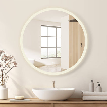 Vinnova, Moscow 32 in. W x 32 in. H circular Aluminum Frameless LED Wall Mount Bathroom Vanity Mirror