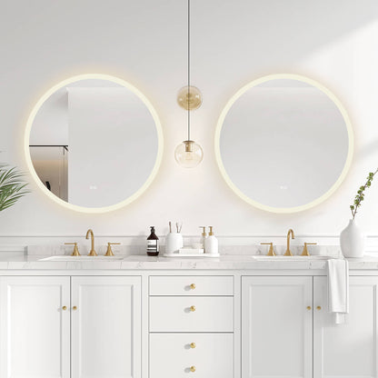 Vinnova, Moscow 32 in. W x 32 in. H circular Aluminum Frameless LED Wall Mount Bathroom Vanity Mirror
