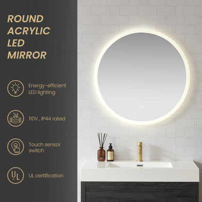 Vinnova, Moscow 32 in. W x 32 in. H circular Aluminum Frameless LED Wall Mount Bathroom Vanity Mirror