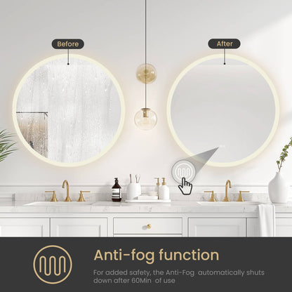 Vinnova, Moscow 32 in. W x 32 in. H circular Aluminum Frameless LED Wall Mount Bathroom Vanity Mirror
